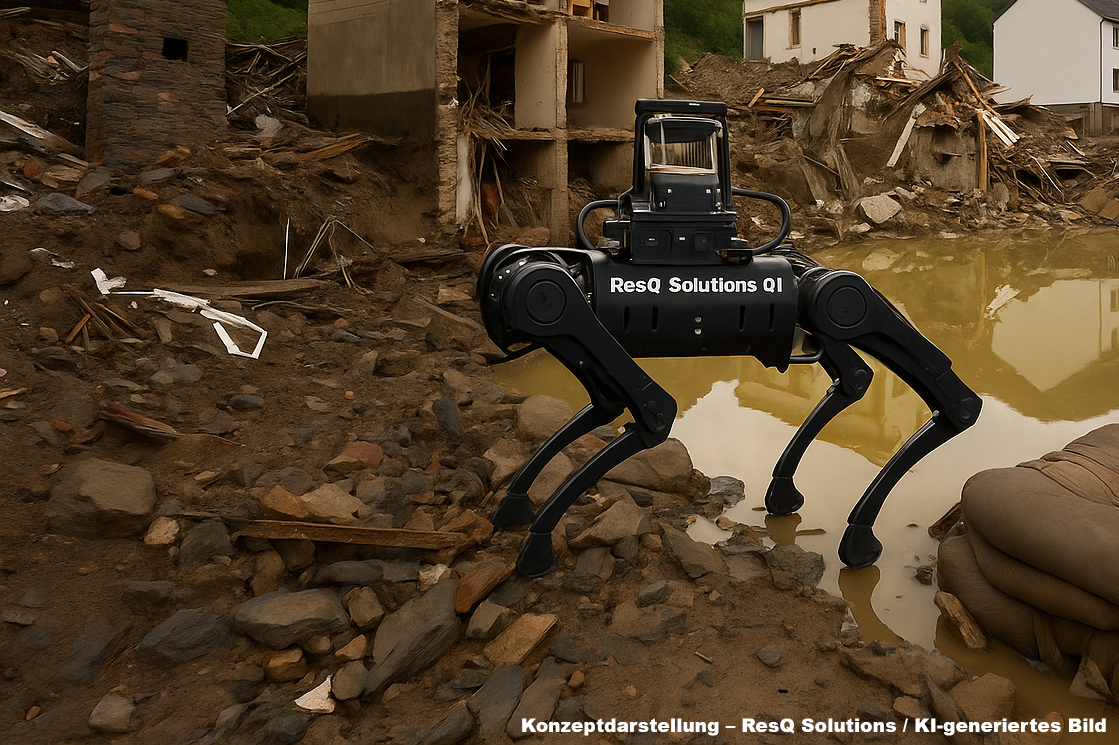 RescueBot assisting in a disaster zone with multiple units
